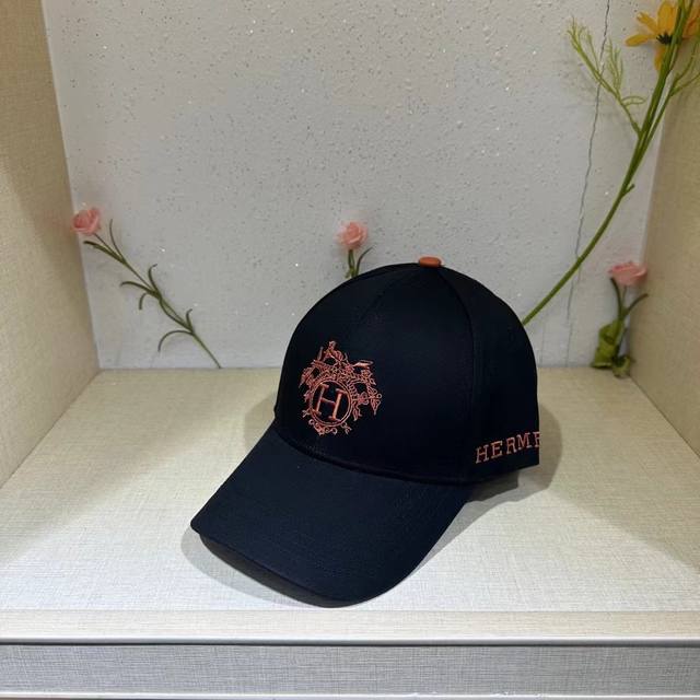 跑量 Hermes 新款刺绣h棒球帽 高品质定制logo 材质:100%彩棉 头围:56-58均可